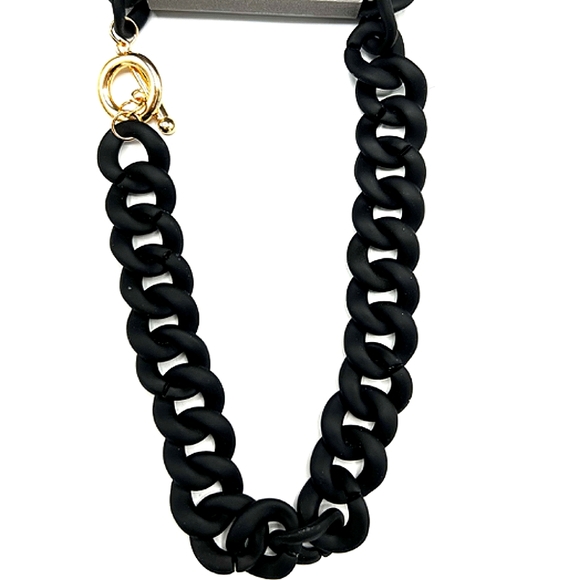 Rare Vintage DAISY FUENTES Resin Chain Link Necklace in Black - Picture 3 of 5